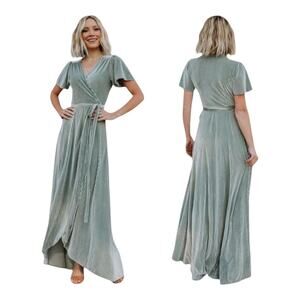 Baltic Born Velvet Dress Womans Extra Extra Large XXL 2X Wrap Ribbed Sage Andi